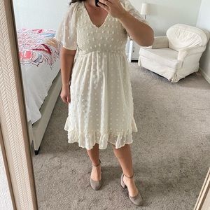 Womens Cream Knee Length Dress